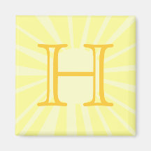 Your Letter. Custom Yellow Sun Ray Monogram. Fridge Magnets