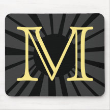 Your Letter. Custom Yellow Sun Ray Monogram. Mouse Pads
