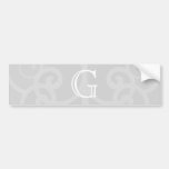 Your Letter. Grey and White Swirl Monogram. Custom Bumper Stickers