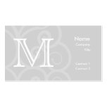 Your Letter. Grey and White Swirl Monogram. Custom Business Card Templates