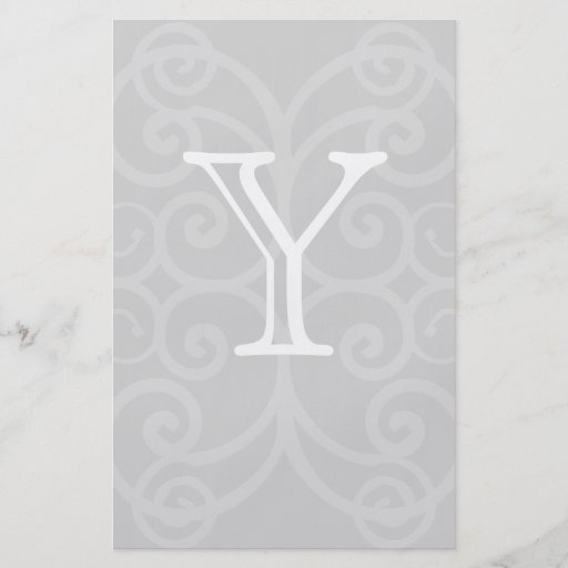 Your Letter. Grey and White Swirl Monogram. Custom Flyer