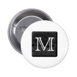 Your Letter Monogram. Picture of Black Wood. Buttons