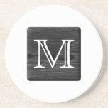 Your Letter Monogram. Picture of Black Wood. Coaster
