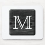 Your Letter Monogram. Picture of Black Wood. Mousemats