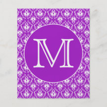 Your Letter. Purple and White Damask Pattern. Personalised Flyer