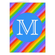 Your Letter, Rainbow Stripes Monogram. Greeting Cards