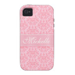 "Your name" damask light pink iphone4S barely case Vibe iPhone 4 Cases
