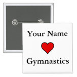 (Your Name) Hearts Gymnastics Pinback Buttons