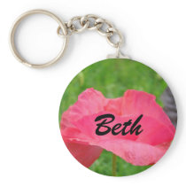 Your Name keychain Pink Poppy Flower