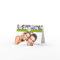Your Photo Apple Green & Lapis Damask Thank You Card
