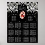 Your Photo Black & White Damask Gold Seating Chart Poster