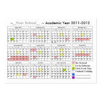 ~Your School's~ 2011-12 Academic Year Calendar Business Card Template