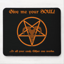 Your Soul Or Cash Satan Pentacle and Goat Humour Mouse Mats