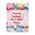 you're invited to a 60's party postcards