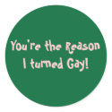 You're the Reason I turned Gay! stickers