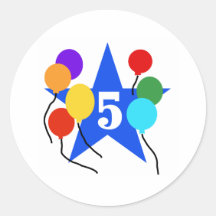 You're the Star 5th Birthday Round Stickers