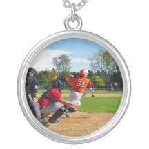 Youth League Baseball Batter Hitting Ball Necklaces