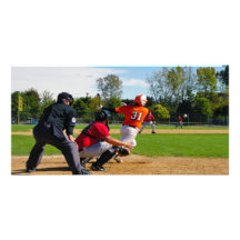 Youth League Baseball Batter Hitting Ball Customized Photo Card