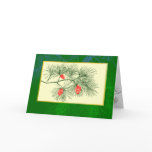 Yule Pine Branch Vintage Art Greeting Card