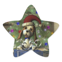 Yule Puppy Star Sticker