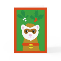 Yuletide ferret greeting card