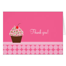 Yummy Cupcake Folded Thank you notes Greeting Card
