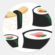 Yummy Food - Sushi Round Stickers