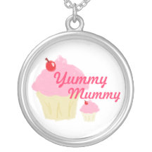 Yummy Mummy Pink Cupcake Necklace