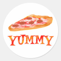 Yummy Pizza Round Stickers
