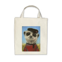 Yuri the meerkat canvas bags
