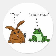 YY- Funny Rabbit and Frog Cartoon Round Stickers