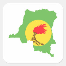 ZAIRE MAP SQUARE STICKERS