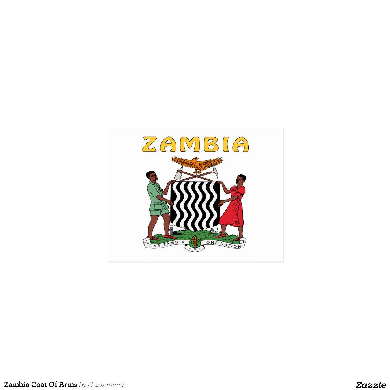 Zambia Coat Of Arms Postcard Zazzle