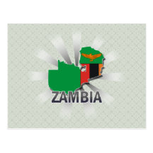 Zambia Flag Map 2.0 Post Cards