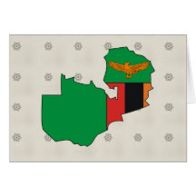 Zambia Flag Map full size Greeting Cards