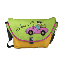 Zambooki - LIttle girl in her snazzy pink car! Courier Bags