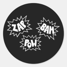 ZAP BAM POW Comic Sound FX - Black Stickers
