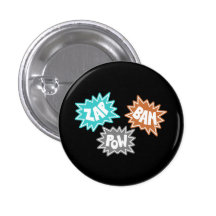 ZAP BAM POW Comic Sound FX - Orange Pinback Buttons