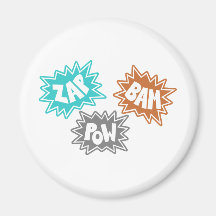 ZAP BAM POW Comic Sound FX - Orange Refrigerator Magnet