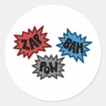 ZAP BAM POW Comic Sound FX - Original Round Sticker
