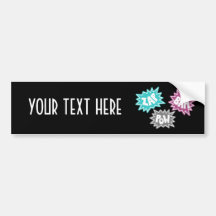 ZAP BAM POW Comic Sound FX - Pink Bumper Sticker