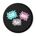 ZAP BAM POW Comic Sound FX - Pink magnets