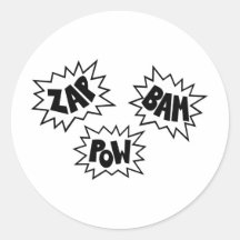 ZAP BAM POW Comic Sound FX - White Stickers