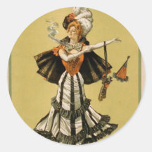 Zaza, 'Mrs Leslie Carter' Vintage Theatre Round Sticker