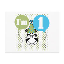 Zebra 1st Birthday Tshirts and Gifts Postcards