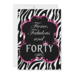 Zebra 40 and Fabulous Bling Birthday Invitation