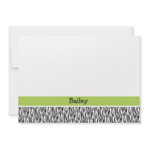Zebra and green flat stationery (#FLAT 008)