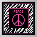 Zebra and Pink Peace Sign Wall Decor posters
