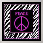 Zebra and Purple Peace Sign Wall Decor Posters posters