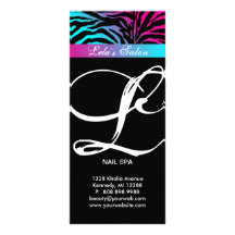 Zebra Animal Print Beauty Salon Pink Blue Rack Card Design